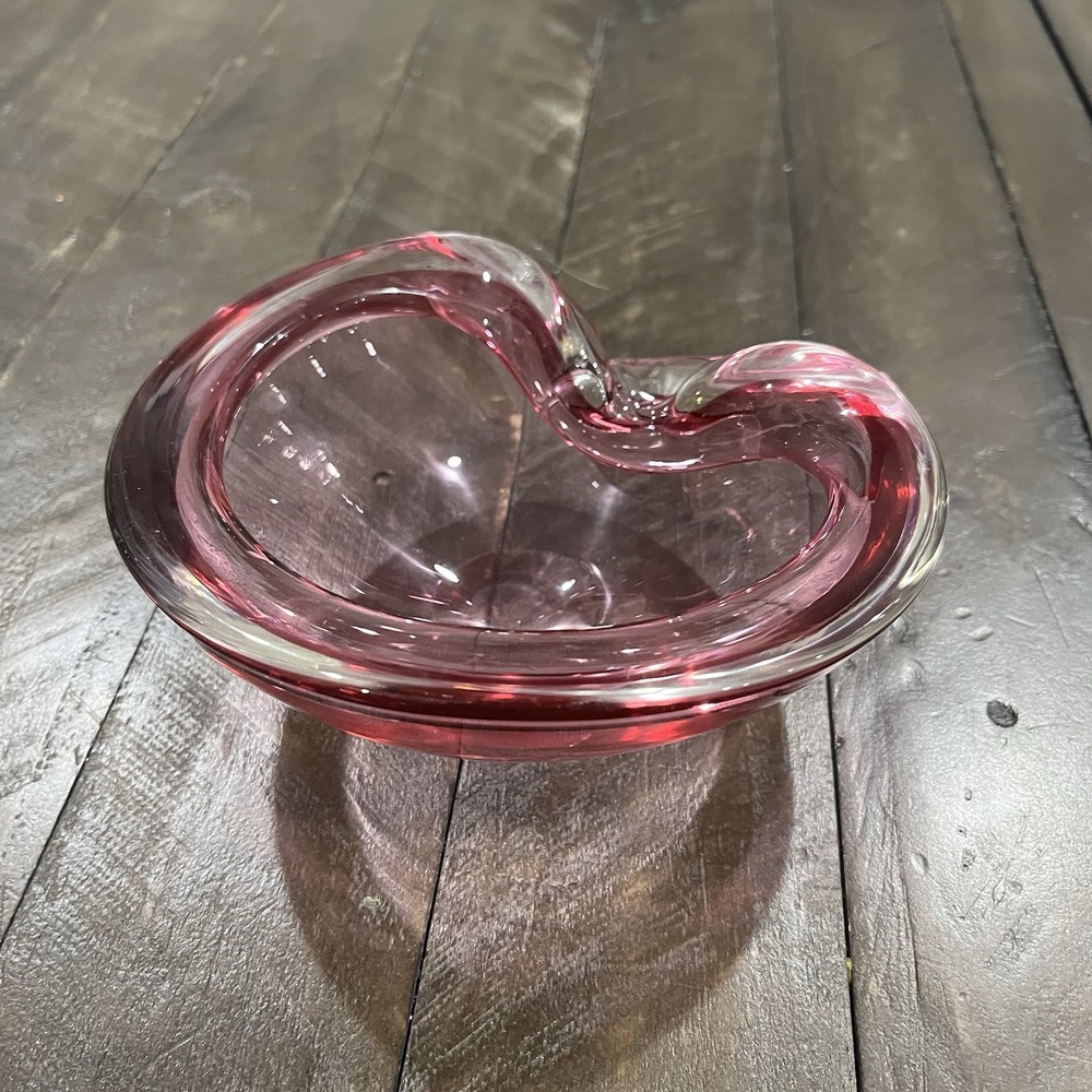 Vintage Alfredo Barbini Murano Art Glass Cranberry Sommerso Geode‎ Ashtray Bowl